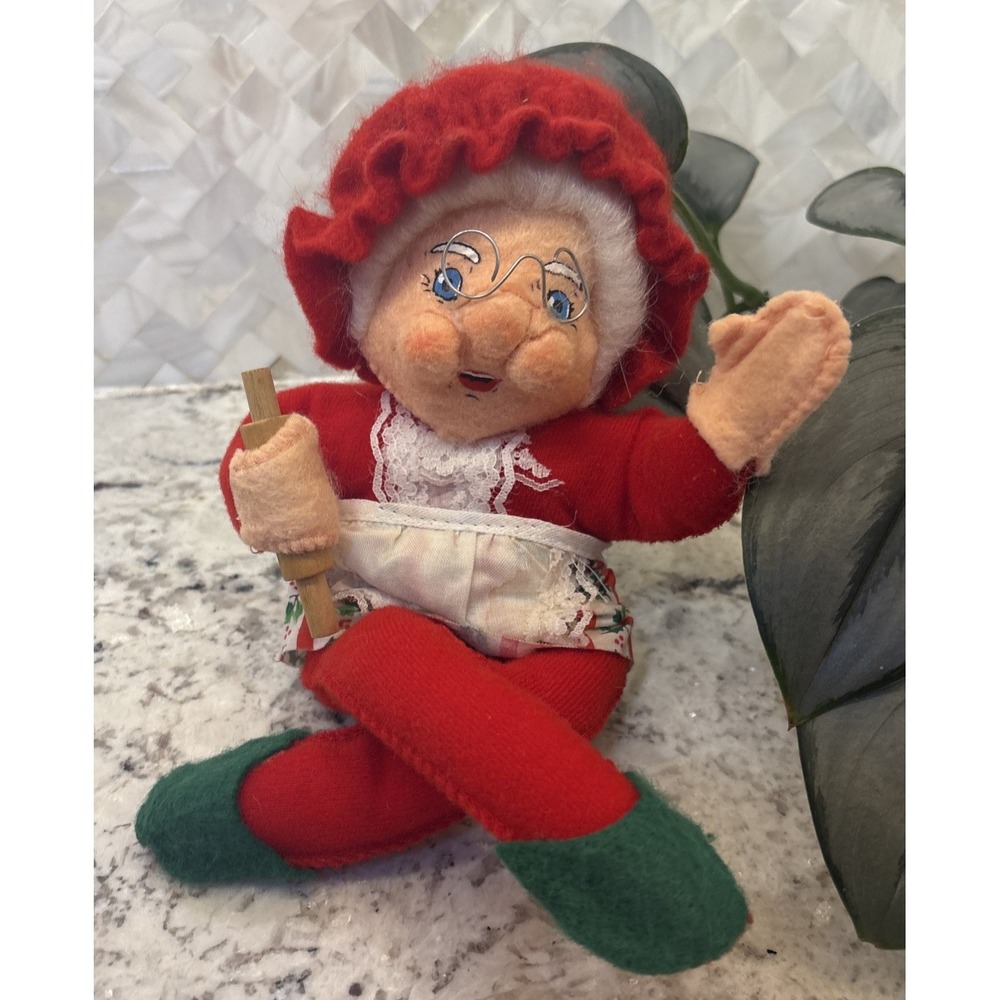 Santakins‎ Mrs. Claus Polaris Bear 1982 Rennoc 11" Rolling Pin Glasses retired
